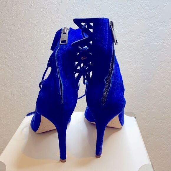 Joie Quinn Deep Indigo Pumps Sz 38.5 Lace Up - Picture 5 of 6